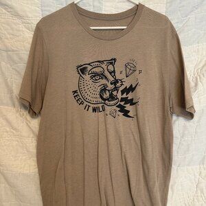 Men's Gray T-shirt with Big Cat